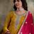 yellow chinon   flared top with bottom & dupatta