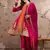 pink chinon flared top with bottom & dupatta