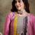 pink chinon   top with bottom and chinon dupatta 3/4 sleeve embroidered flared top