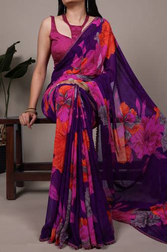 effortless elegance weightless marble floral saree