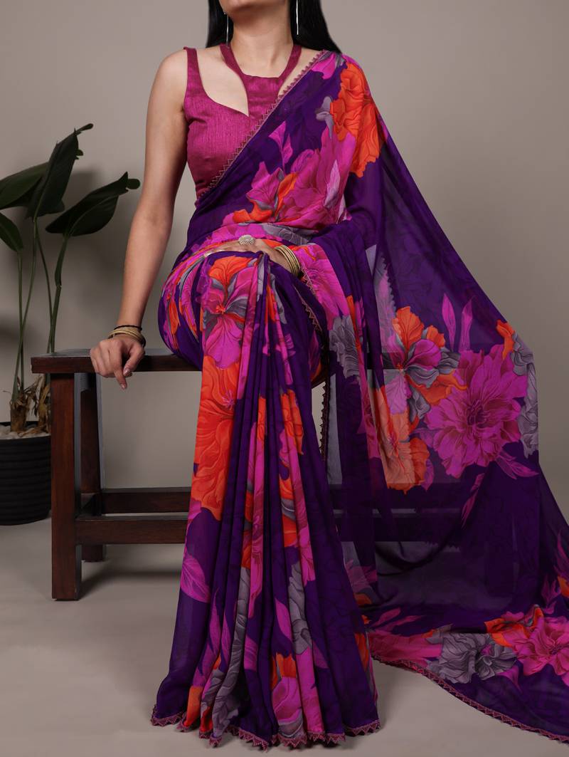 effortless elegance weightless marble floral saree