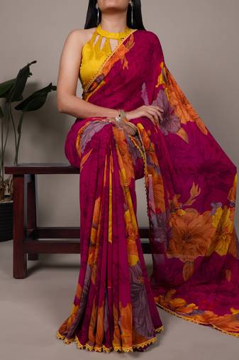 effortless elegance weightless marble floral saree