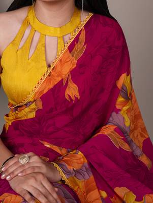 effortless elegance weightless marble floral saree 2