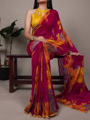 effortless elegance weightless marble floral saree 4