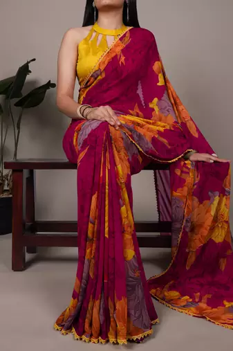 effortless elegance weightless marble floral saree
