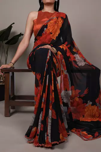 effortless elegance weightless marble floral saree