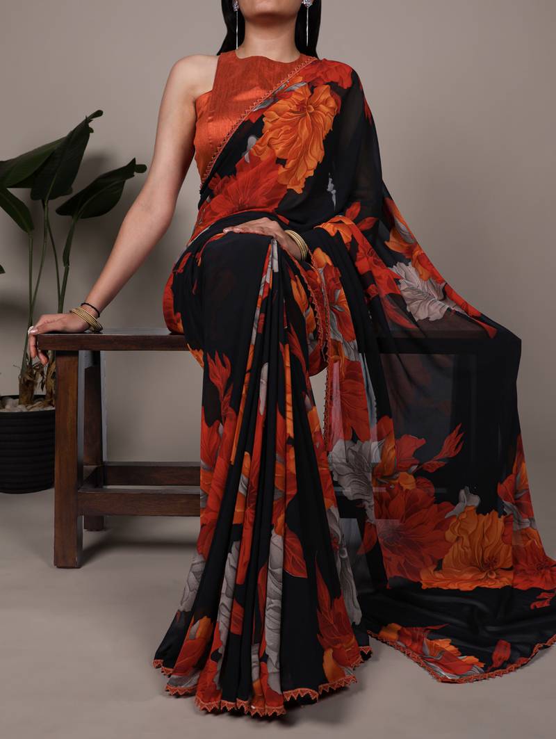 effortless elegance weightless marble floral saree