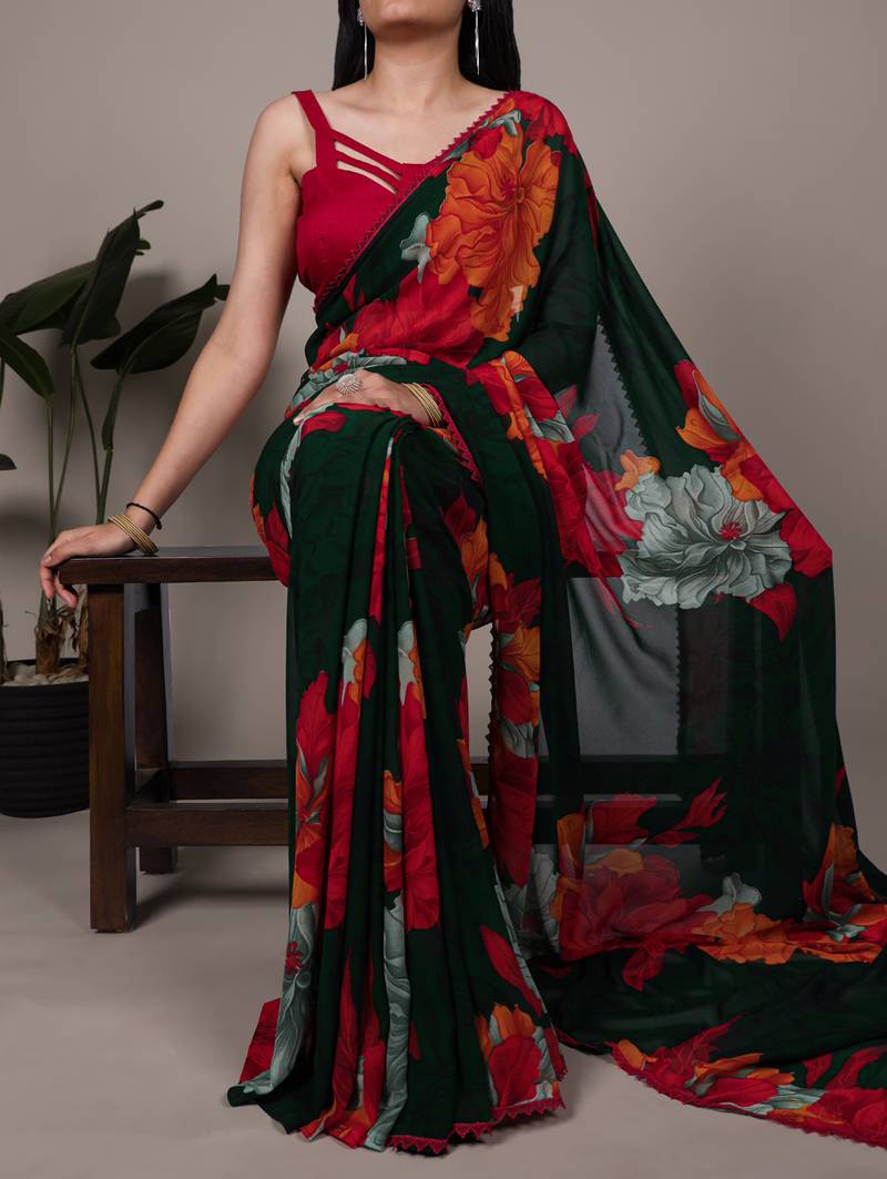 effortless elegance weightless marble floral saree