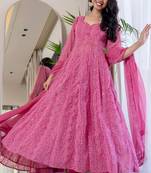 Pink chinkari anarkali kurta set