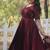 Dark Maroon Vichitra Shimmer Embroidered Gown     Wedding & Festive Collection