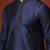 navy blue dupion kurta pyjama set for men with solid design