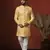 yellow jacquard blend indo western and pyjama set for men with printed design