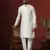 cream dupion kurta pyjama set for men with solid design