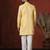 yellow jacquard blend indo western and pyjama set for men with printed design
