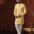 yellow jacquard blend indo western and pyjama set for men with printed design