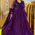 Dark purple silk embroidered zari work anarkali with pant and dupatta set