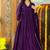 Dark purple silk embroidered zari work anarkali with pant and dupatta set