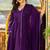 Dark purple silk embroidered zari work anarkali with pant and dupatta set