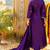 Dark purple silk embroidered zari work anarkali with pant and dupatta set