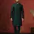 green dupion kurta pyjama set for men with solid design
