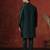 green dupion kurta pyjama set for men with solid design