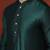 green dupion kurta pyjama set for men with solid design