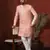 peach jacquard blend Sherwani and pyjama set for men with printed design
