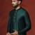 green dupion kurta pyjama set for men with solid design
