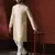 cream dupion kurta pyjama set for men with solid design