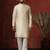 cream dupion kurta pyjama set for men with solid design