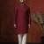red dupion kurta pyjama set for men with solid design
