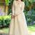 Beige tissue mirror work anarkali sharara set