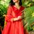 Red cotton hand wrok anarkali set