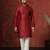 red dupion kurta for men with solid design