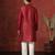 red dupion kurta for men with solid design