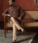 Brown embroidered elegant kurta for men