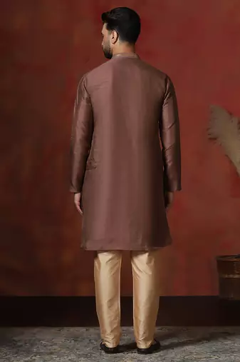 Brown embroidered elegant kurta for men