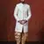 White jacquard blend indo western and dhoti set for men with embroidery work