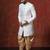White jacquard blend indo western and dhoti set for men with embroidery work