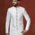 White jacquard blend indo western and dhoti set for men with embroidery work