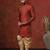 Red jacquard blend indo western and dhoti set for men with printed design