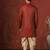 Red jacquard blend indo western and dhoti set for men with printed design