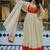 Beige tissue handwork emboidered anarkali kurta set