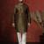 brown dupion kurta for men with printed design