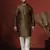 brown dupion kurta for men with printed design