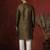 brown dupion kurta for men with printed design