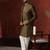 brown dupion kurta for men with printed design
