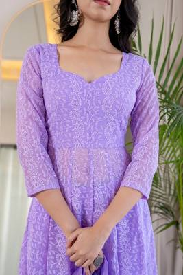 Layender chinkari anarkali kurta set 3