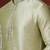 Green dupion kurta for men with printed design