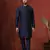 navy blue dupion kurta for men with solid design